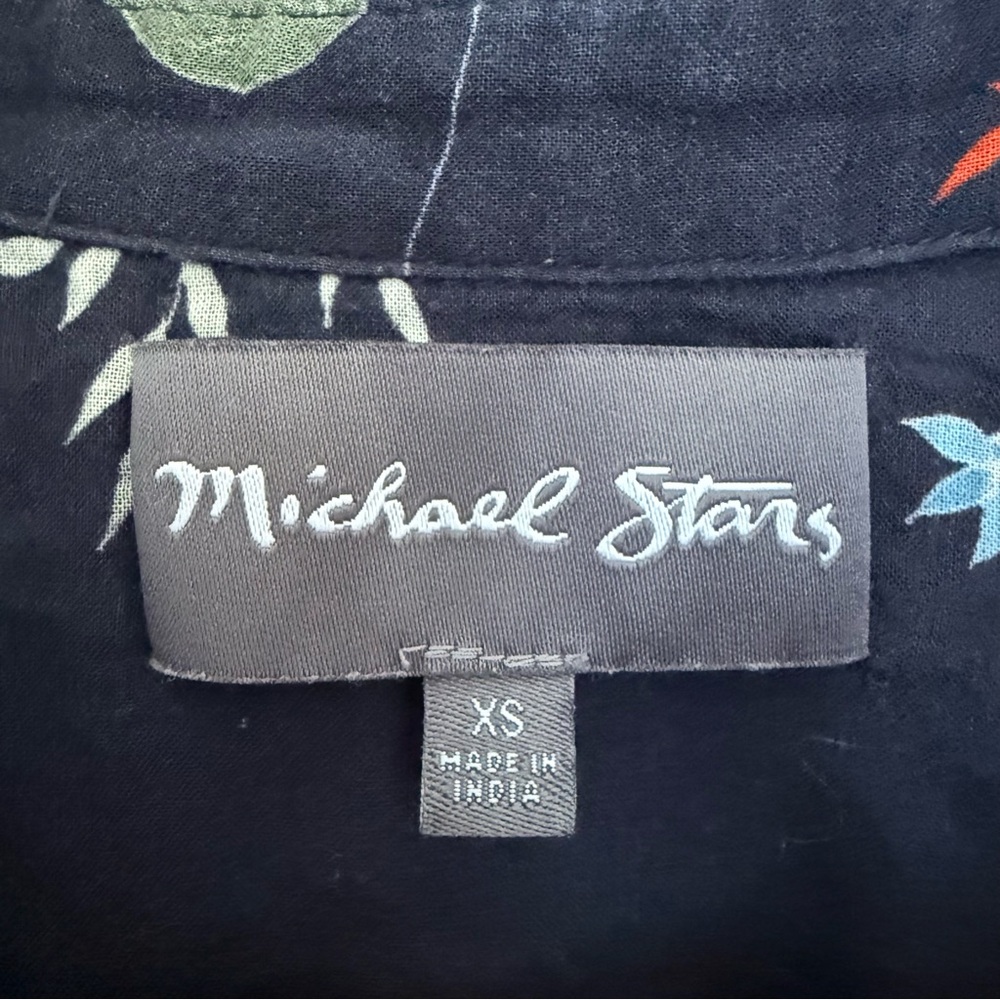 Michael Stars Dark Navy Floral 100% Cotton Blouse, Business Casual Work Top, XS - Picture 3 of 11